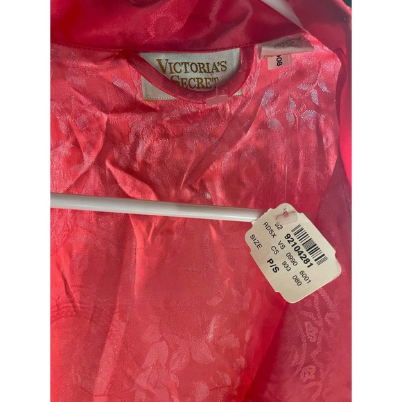 NWT gold label Victoria Secret pink/coral color satin full length robe SZ small - Picture 8 of 8